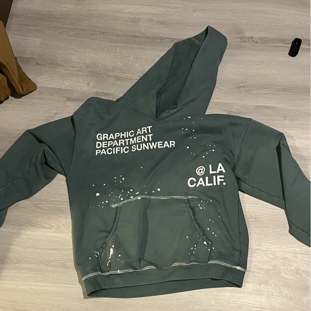 paint splatter distressed hoodie, Green size small fits perfect super comfy - Picture 2 of 4